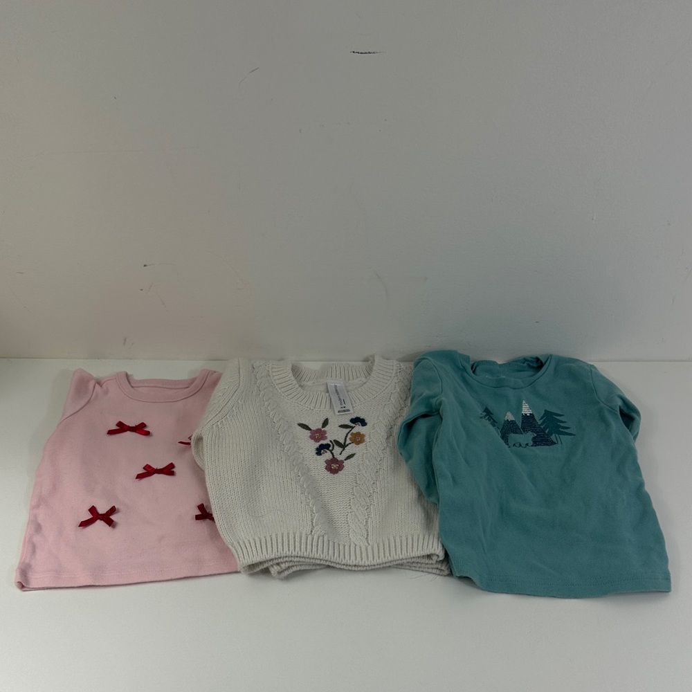 Baby Girls 18months LOT OF 3 Shirts Sweater Bows Animals Flowers Holiday Carters